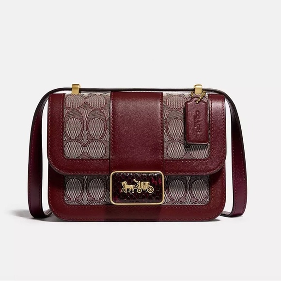 Coach Alie Shoulder Bag 18 In Signature Jacquard With Snakeskin Detail - Picture 3 of 13